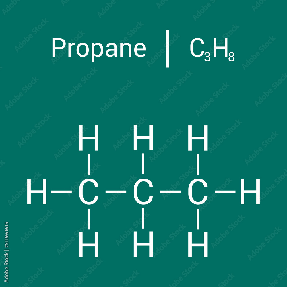 chemical structure of propane (C3H8) chemical structure of propane (C3H8)
