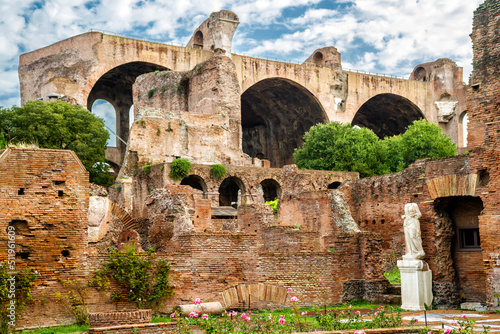 Roman Forum, Rome, Italy. Basilica of Maxentius in background. photo