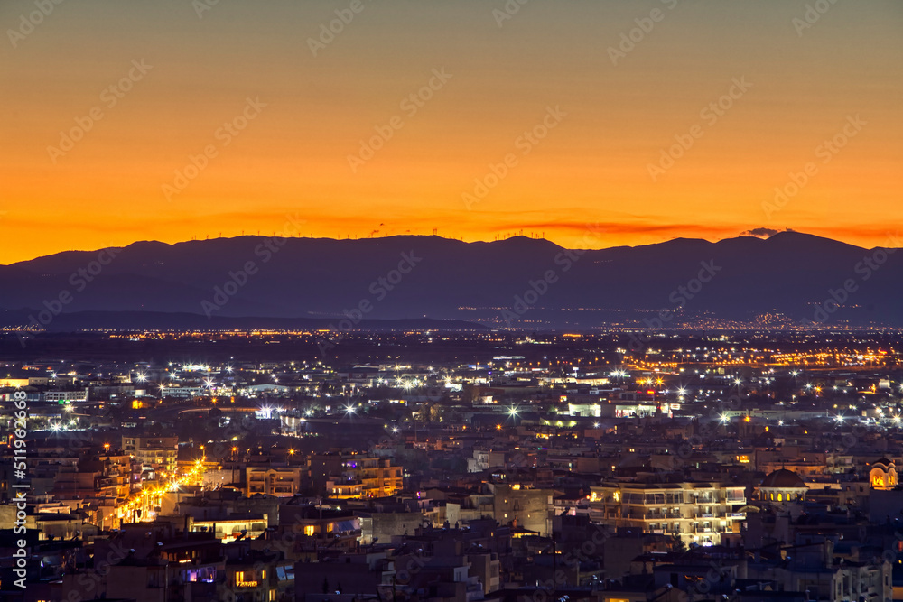 Sunrise in the city of Thessaloniki, Greece.