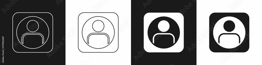 Set Create account screen icon isolated on black and white background. Vector Set Create account screen icon isolated on black and white background. Vector