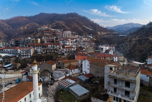 Aerial view of Myki, village in the Xanthi,Greece. The majority of the population in the municipality are members of the Turkish Minority photo