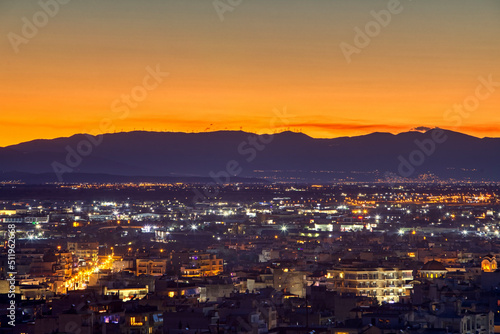 Sunrise in the city of Thessaloniki  Greece.