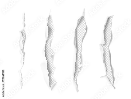Set of realistic scratch claws isolated on white background. Vector illustration element ready for your design. EPS10.