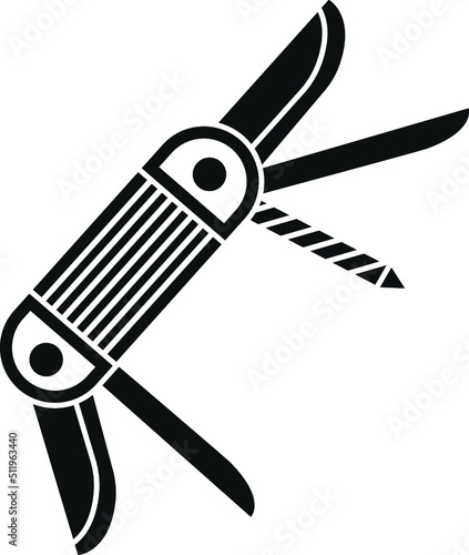 Black and White Cartoon Illustration Vector of a Swiss Army Utility Knife