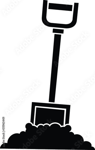 Black and White Cartoon Illustration Vector of a Spade in the Mud
