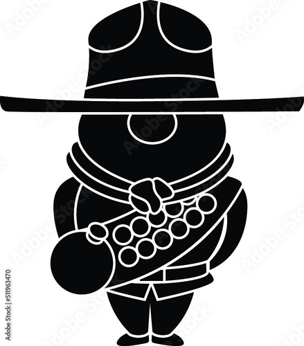 Black and White Cartoon Illustration Vector of a Scout Leader in Uniform Ranger