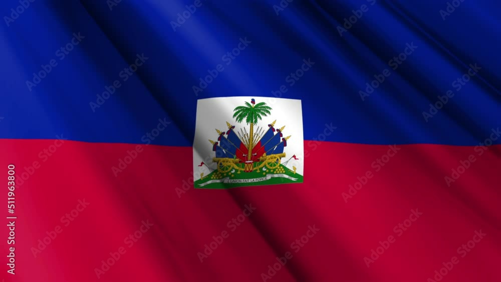 Close up realistic texture textile silk satin flag of Haiti waving fluttering background. National symbol of the country. 1st of January, Happy Day concept. 3D animation 1080p Full HD Close up realistic texture textile silk satin flag of Haiti waving fluttering background. National symbol of the country. 1st of January, Happy Day concept. 3D animation 1080p Full HD
