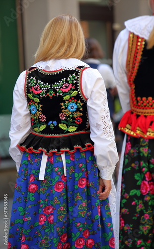 Woman in traditional Polish folk costumes