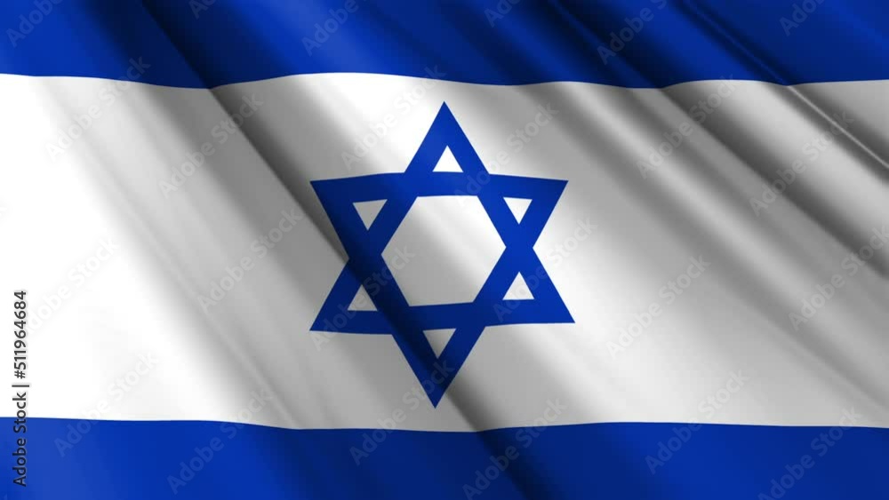 Close up realistic texture textile silk satin flag of Israel waving fluttering background. National symbol of the country. 4th of May, Happy Day concept. 3D animation 1080p Full HD Close up realistic texture textile silk satin flag of Israel waving fluttering background. National symbol of the country. 4th of May, Happy Day concept. 3D animation 1080p Full HD