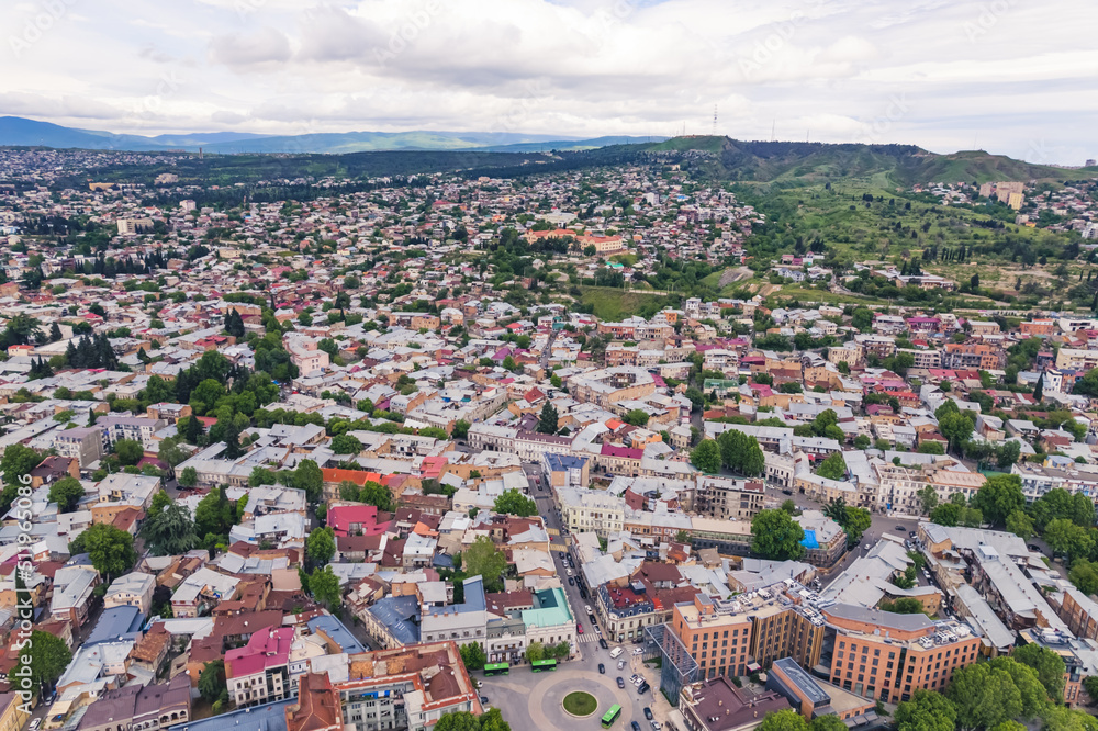 panoramic top view of Tbilisi, Georgia. Europe. High quality photo