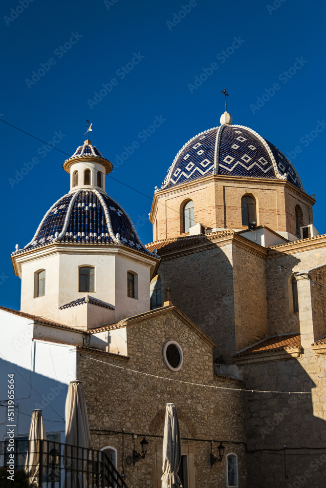 Blue domes of the Church of Our Lady of Consolation of Altea. Blue domes of the Church of Our Lady of Consolation of Altea.