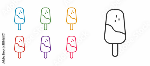 Set line Ice cream icon isolated on white background. Sweet symbol. Set icons colorful. Vector