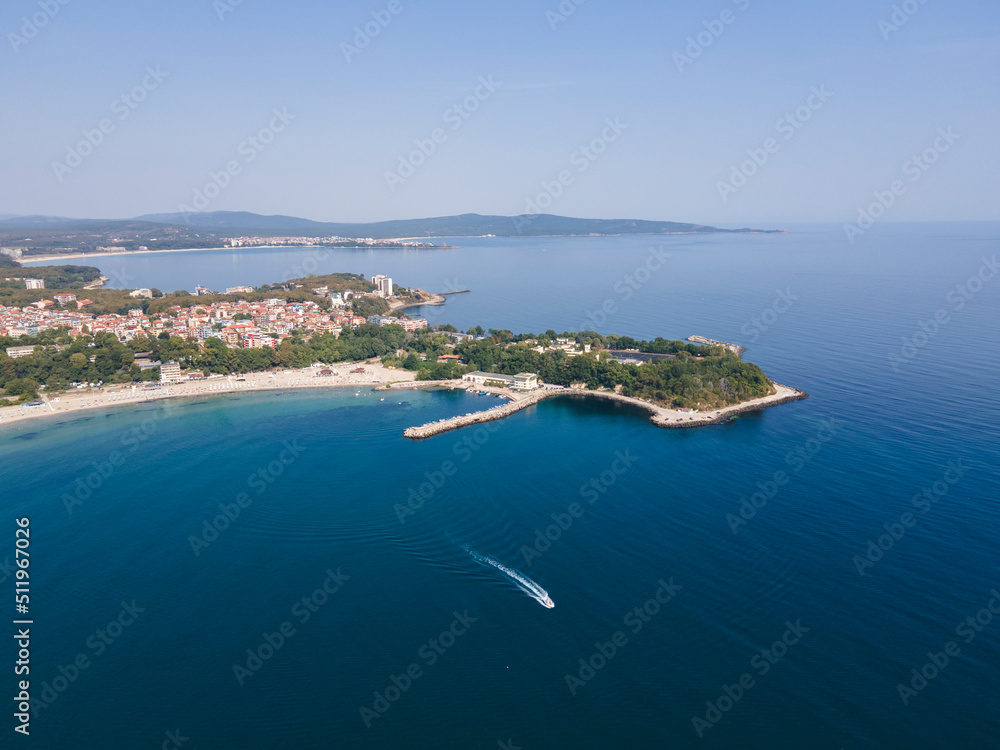 Fototapeta premium Aerial view of South Beach of town of Kiten, Bulgaria