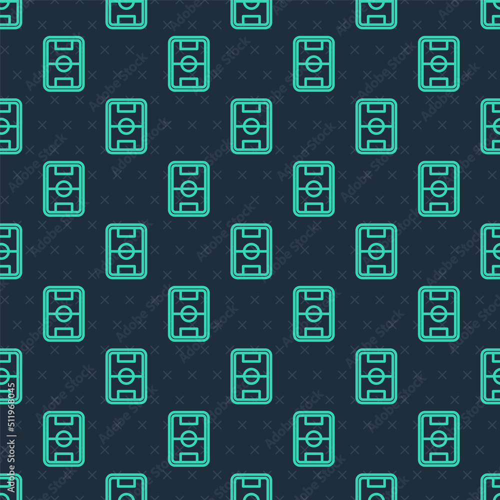Green line Football or soccer field icon isolated seamless pattern on blue background. Vector Green line Football or soccer field icon isolated seamless pattern on blue background. Vector