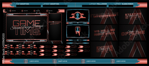 twitch Stream Facecam OBS Template warm overlay design Pack . modern template illustration vector	