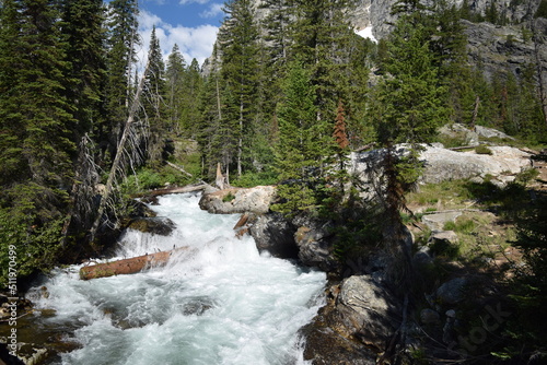 Rushing waterfall in the mountains 