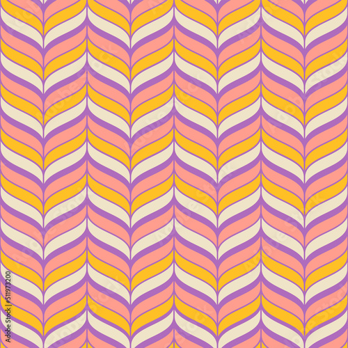 Groovy geometric seamless pattern. 70s retro background. Vintage nostalgic colorful striped fashion vector print for fabric  paper  packaging