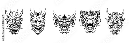 Japanese samurai mask vector 