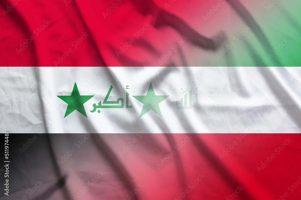 Naklejka premium Iraq and Kuwait state flag international contract KWT IRQ