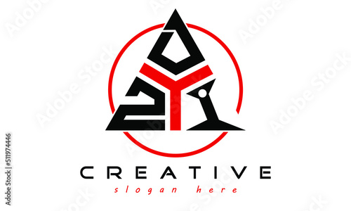 ZDI three letter creative triangle shape in circle logo design vector template. typography logo | Letter mark logo | initial logo | wordmark logo | minimalist logo | gaming logo | emblem logo