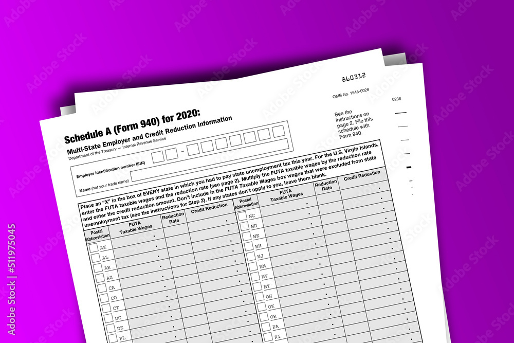 Form 940 (Schedule A) documentation published IRS USA 11.23.2020