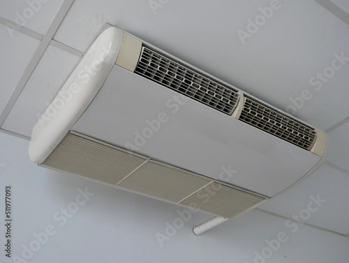 white air conditioner installation on the ceiling. © Chanonnat