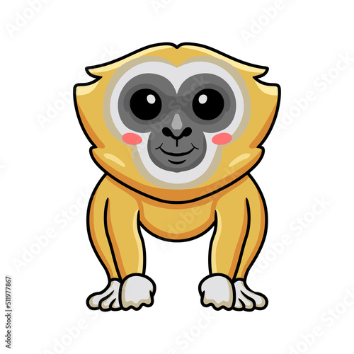 Cute little gibbon cartoon sitting