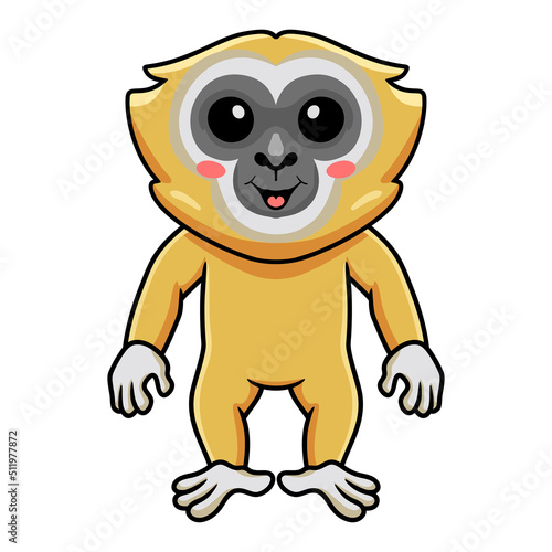 Cute little gibbon cartoon standing
