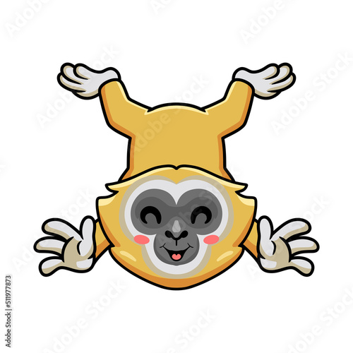 Cute little gibbon cartoon jumping