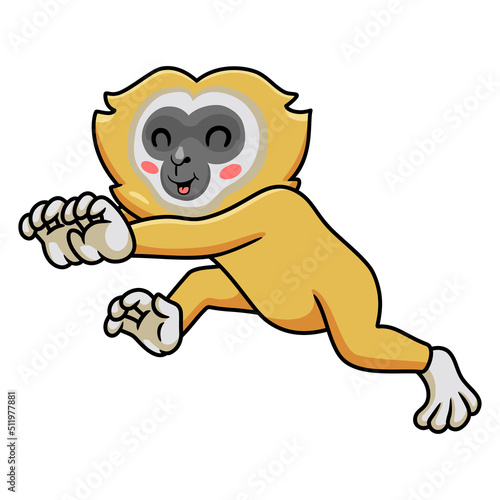 Cute little gibbon cartoon running