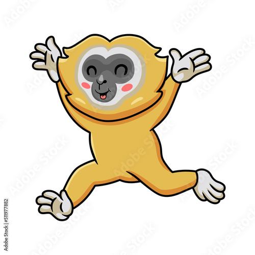Cute little gibbon cartoon running