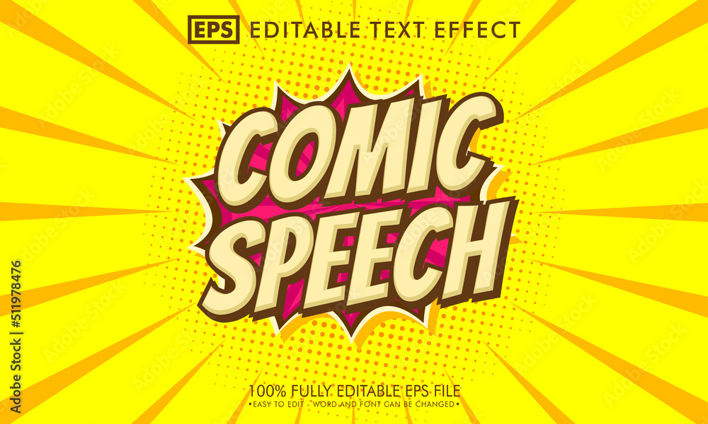 Comic speech editable text effect