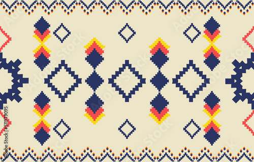 Navajo native american fabric seamless pattern,geometric tribal ethnic traditional background, design elements, design for carpet,wallpaper,clothing,rug,interior,embroidery vector illustration.