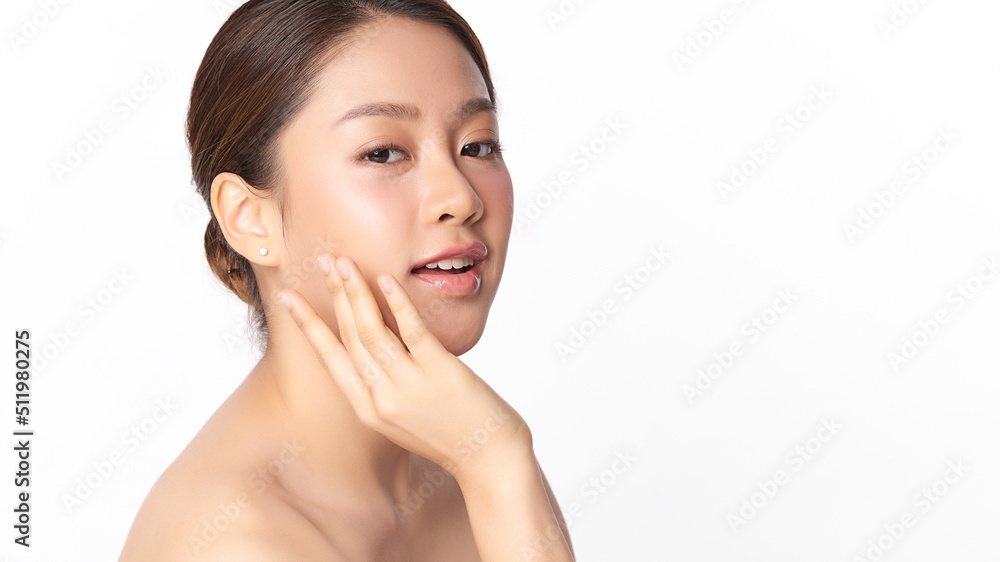 Beautiful young asian woman with clean fresh skin on white background, Face care, Facial treatment, Cosmetology, beauty and spa, Asian women portrait. Beautiful young asian woman with clean fresh skin on white background, Face care, Facial treatment, Cosmetology, beauty and spa, Asian women portrait.