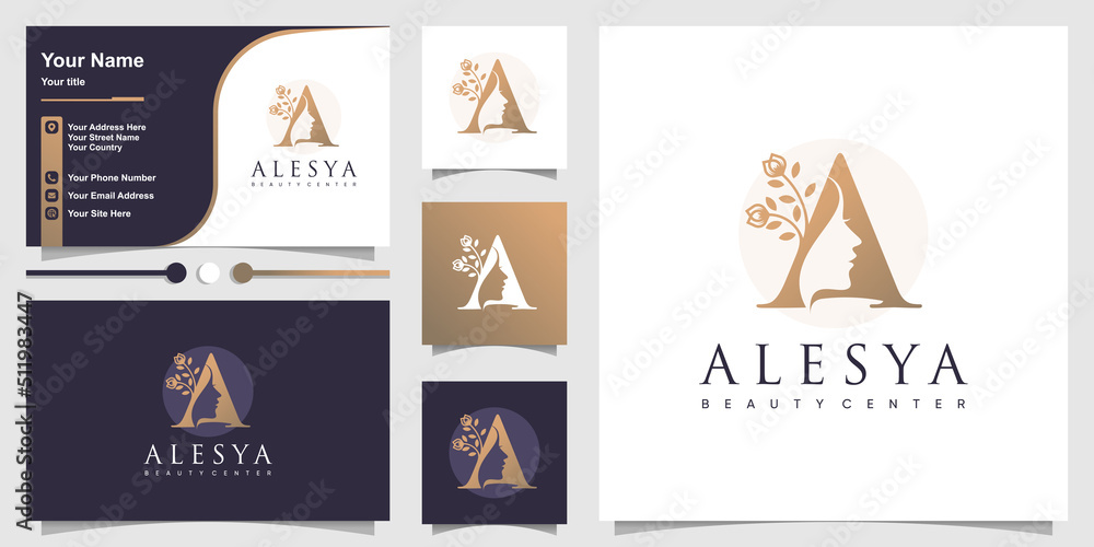 Women icon vector logo design with creative unique letter A concept Premium Vector