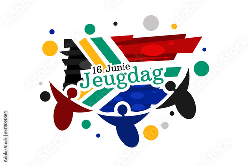 Translation: June 16. Youth Day. Youth day (Jeugdag) National day of South Africa Vector illustration. Suitable for greeting card, poster and banner.