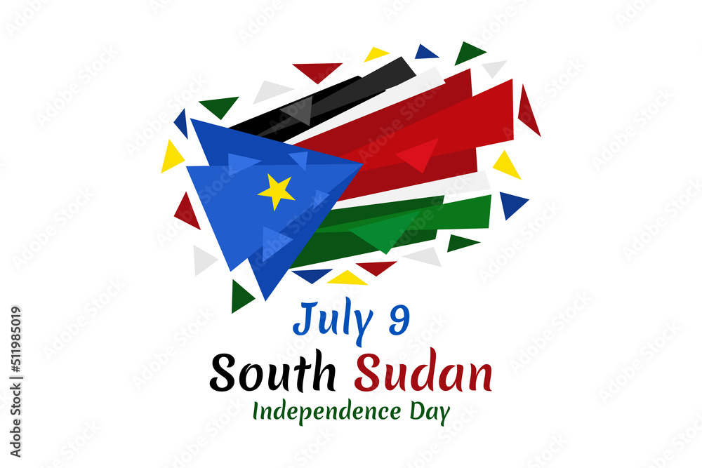 Fototapeta premium July 9, Independence Day of South Sudan vector illustration. Suitable for greeting card, poster and banner.