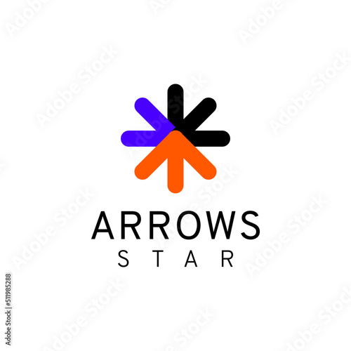 flat arrow star logo template 