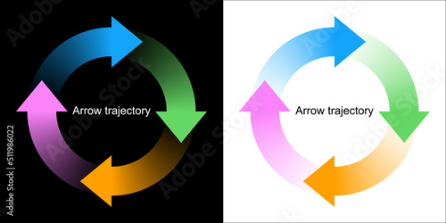 Arrow trajectory.  Transparent image. Symbol graphics. Design element. Four arrows.
