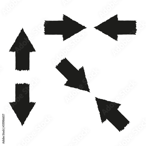 Straight arrows different direction. Design element. Vector illustration. stock image.