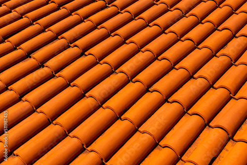 Roof tiles on the roof on a summer sunny day