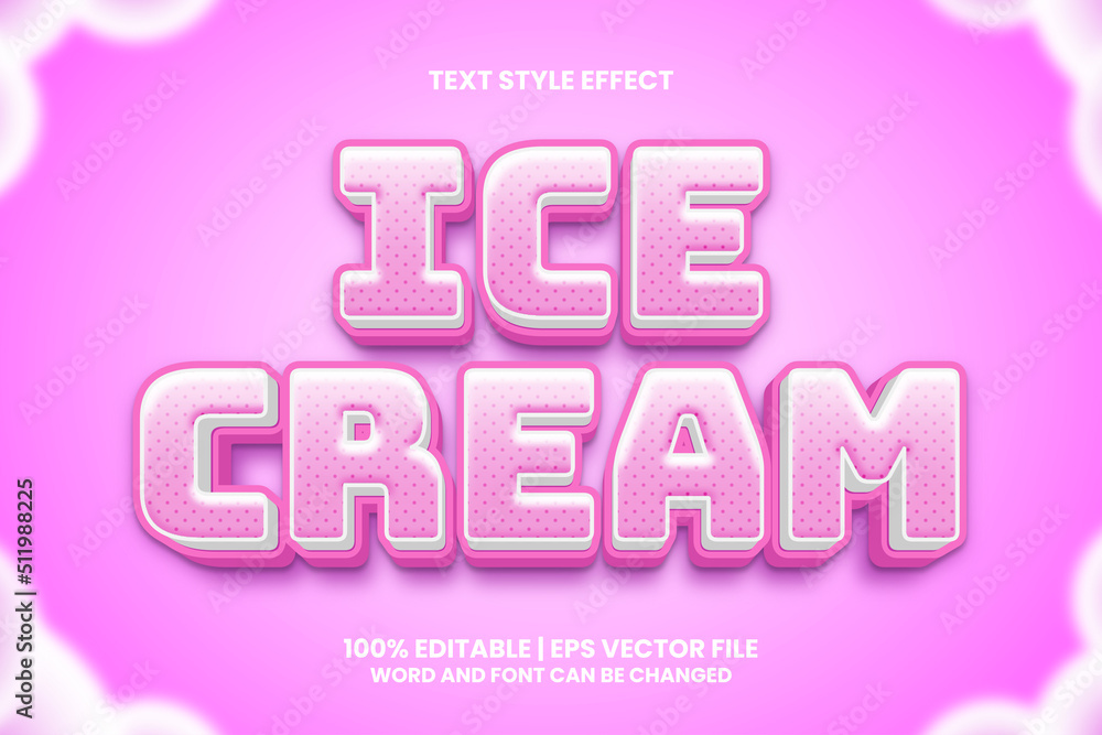 Pink Ice Cream 3D cartoon style editable text effect Pink Ice Cream 3D cartoon style editable text effect