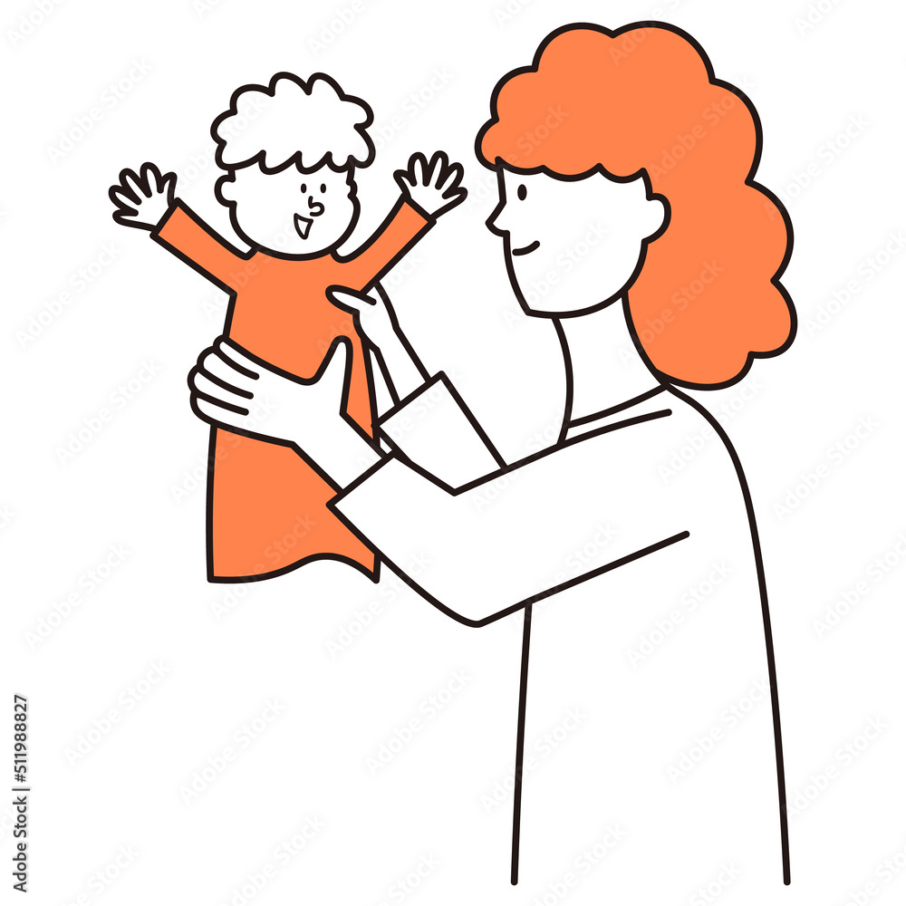 赤ちゃんを抱く母親のイラスト素材