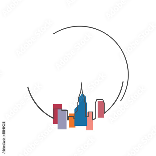 colorful buildings city scape building skyline logo vector design symbol illustration