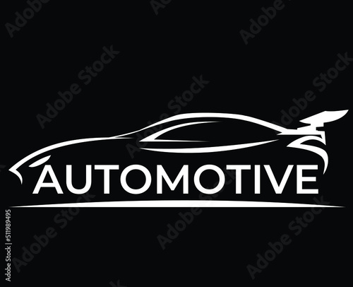 sports car silhouette logo for sports car club and car rental business, car wash business