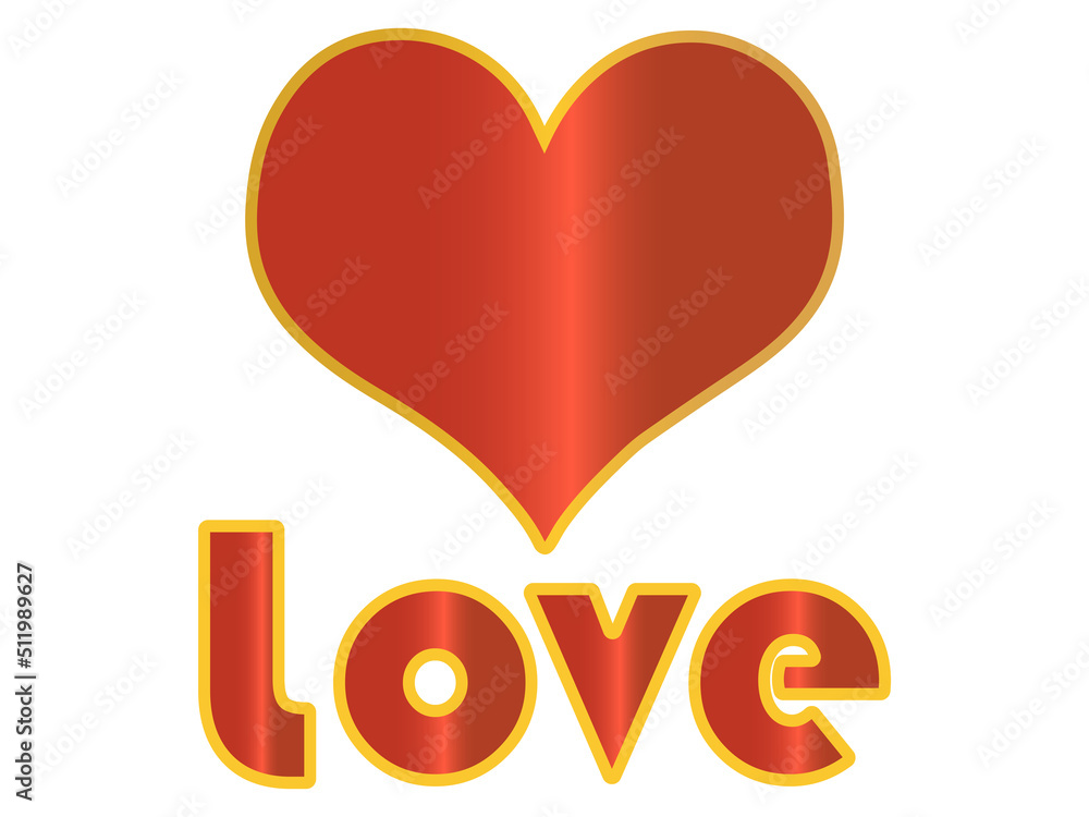 Red Heart Logo with yellow border love letter Design vector or illustration Red Heart Logo with yellow border love letter Design vector or illustration