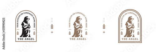 vintage retro angel god logo design vector