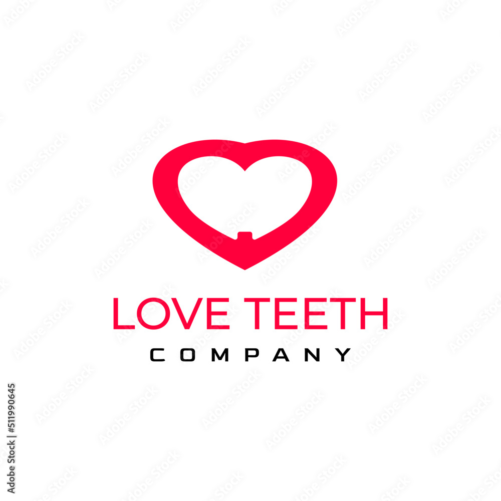 love teeth negative space logo template