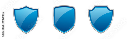 Vector blue 3d shield protections photo