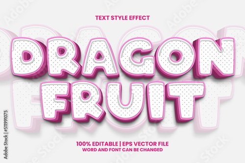 Dragon Fruit Editable Text Effect 3D Cartoon Style